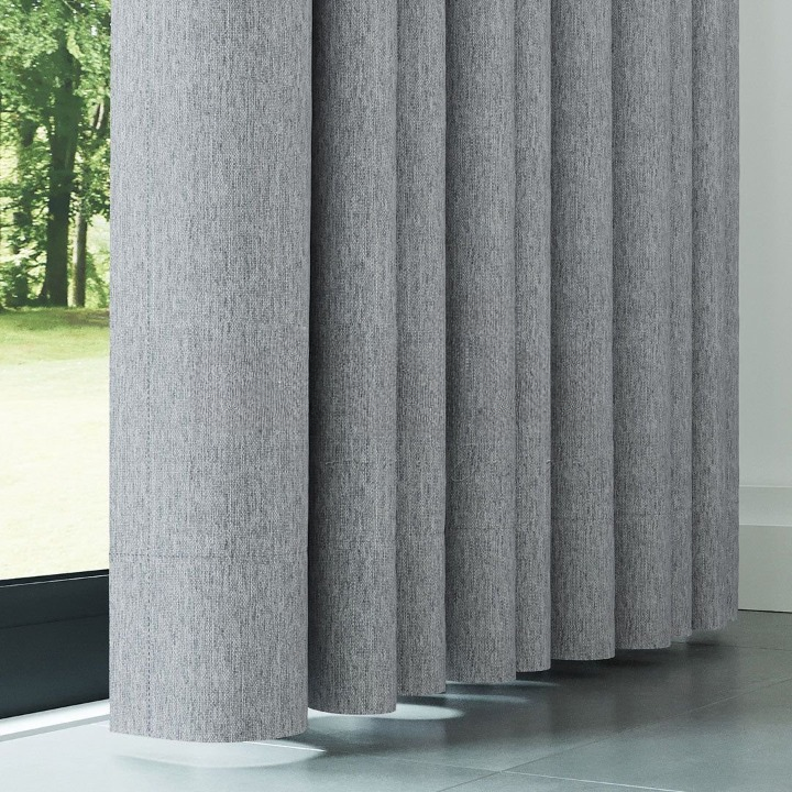 Light Grey Crosshatch Linen Drapes