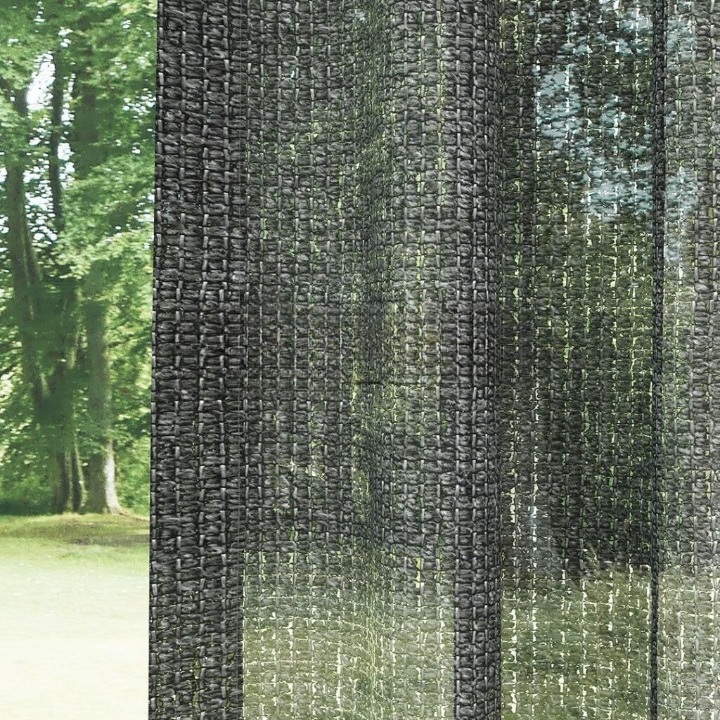 Charcoal Chenille Textured Open Weave Semi-Sheer Curtain