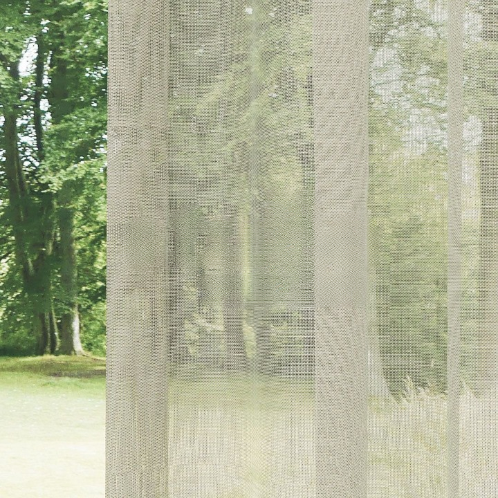 Beige Slub Linen Look Sheer Curtain