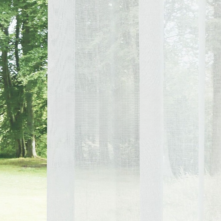 White Faux Silk Shimmering Sheer Curtain