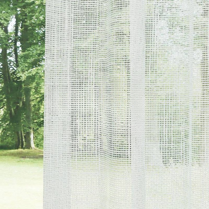 Ecru Basketweave Linen Look Semi-Sheer Curtain