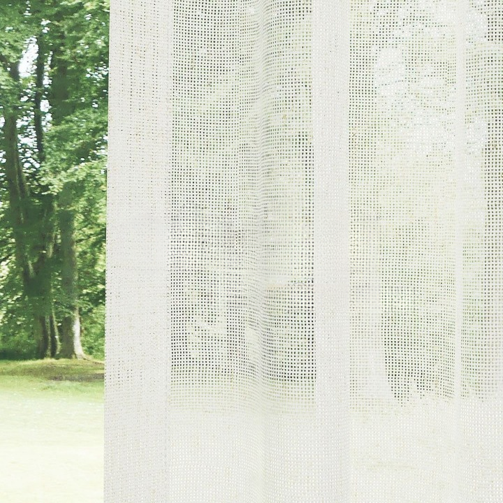 Ecru Slub Linen Look Sheer Curtain