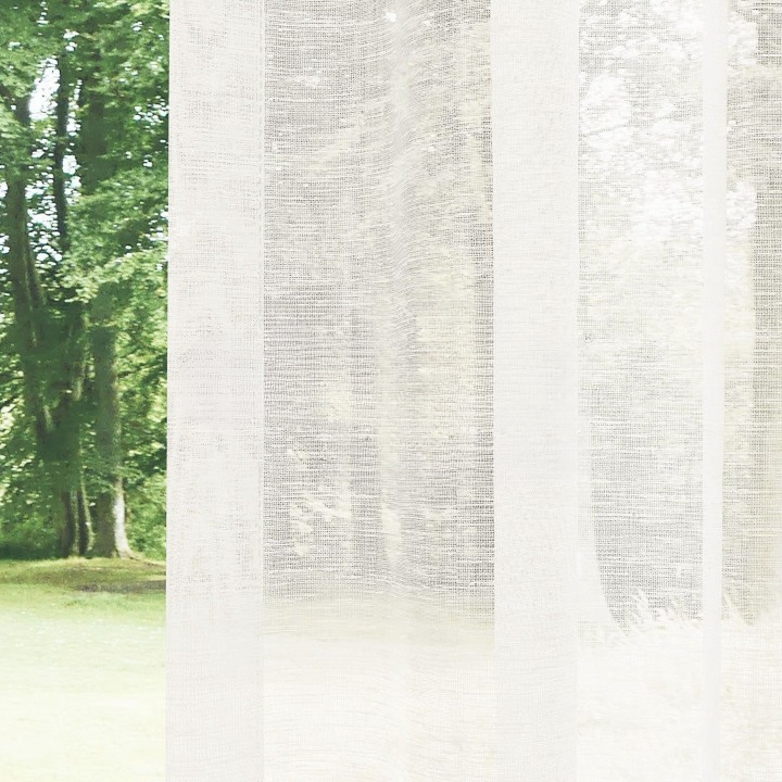 Ecru Shimmering Linen Look Sheer Curtain