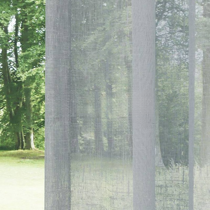 Grey Crushed Linen Look Sheer Curtain