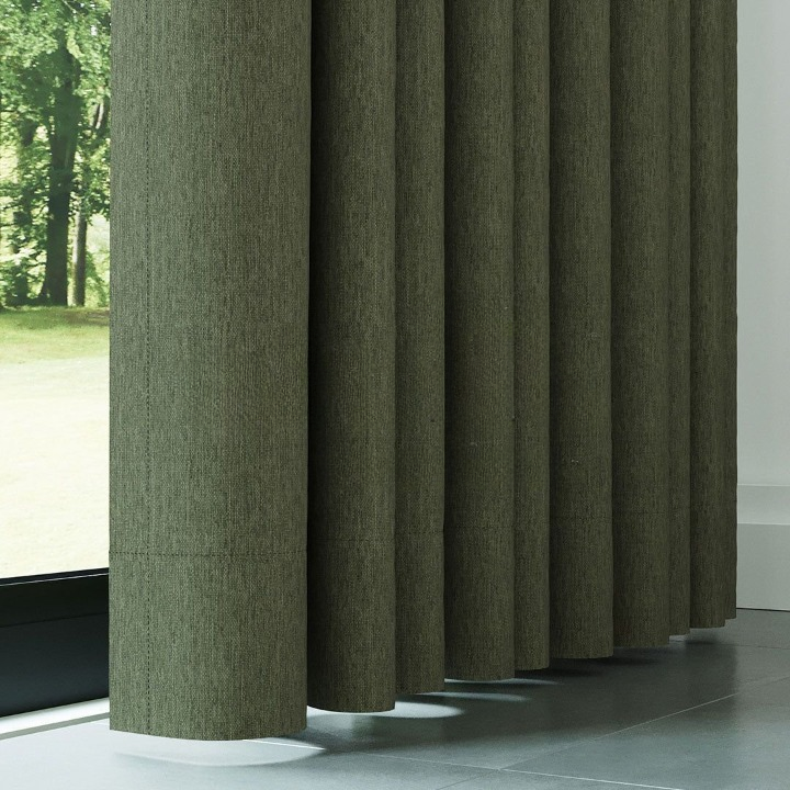 Khaki Crosshatch Linen Drapes