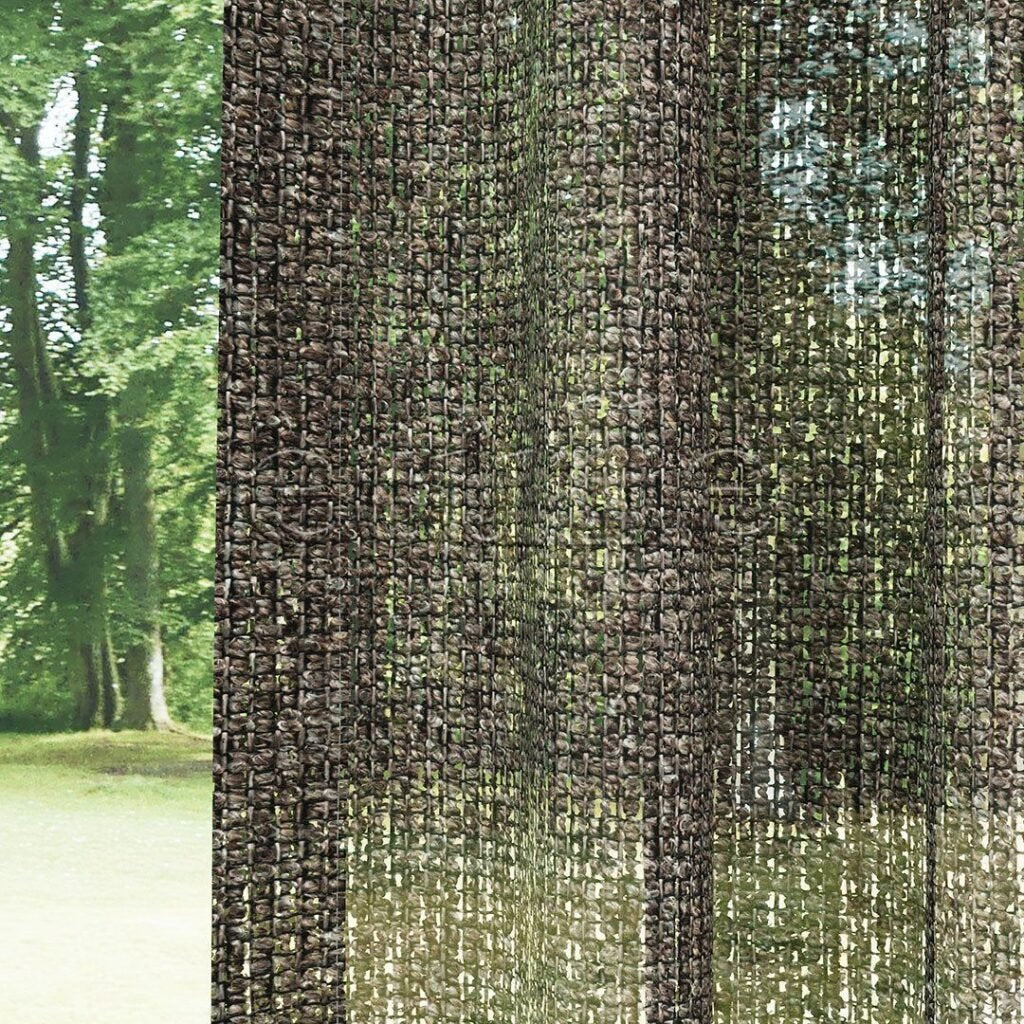 Brown Chenille Textured Open Weave Semi-Sheer Curtain