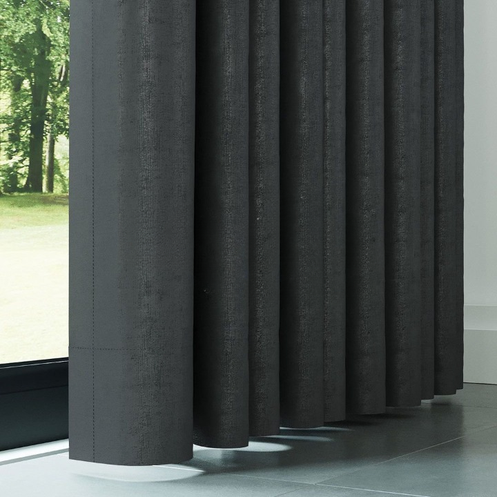 Dark Grey Ribbed Velvet Drapes