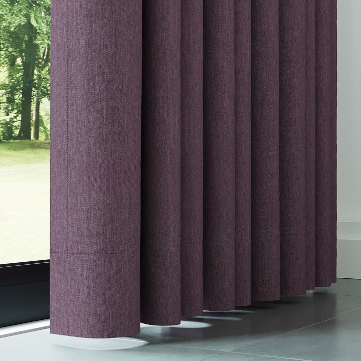 Purple Crosshatch Linen Drapes