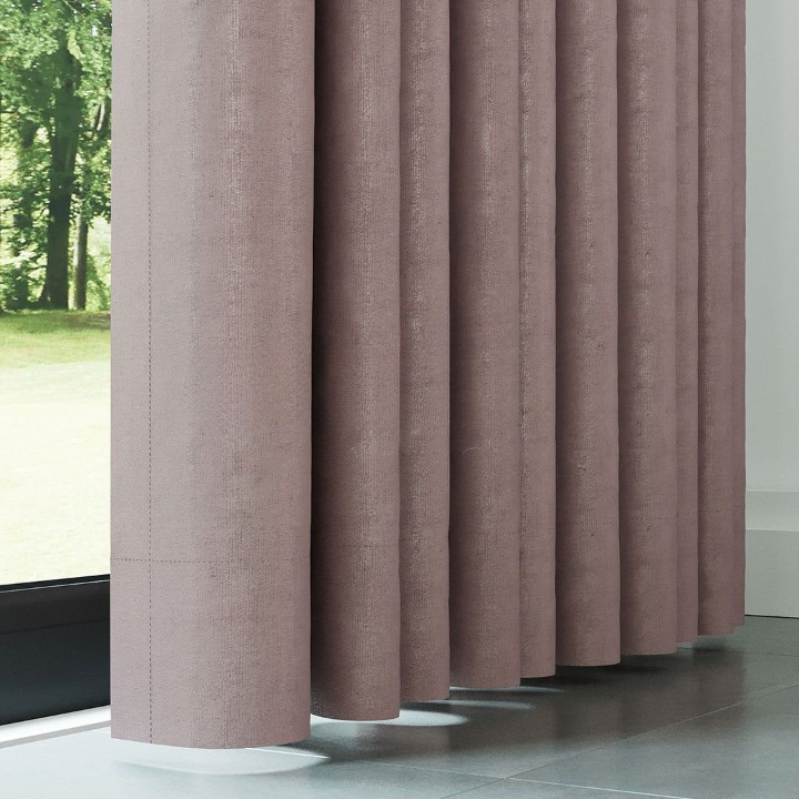 Pink Ribbed Velvet Drapes