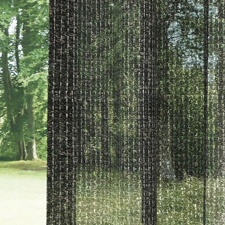 Black Chenille Textured Open Weave Semi-Sheer Curtain