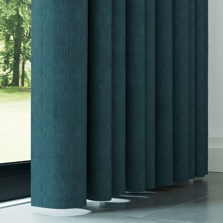Turquoise Textured Linen Drapes