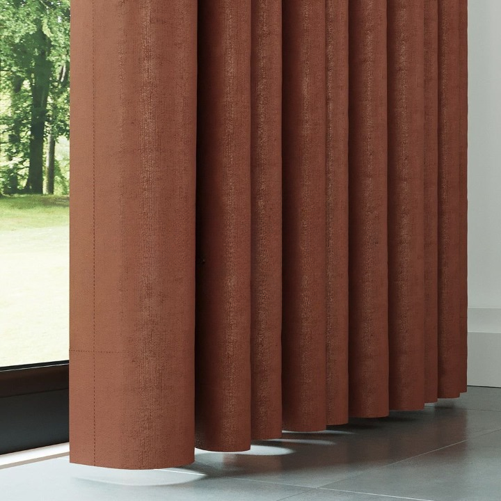 Orange Ribbed Velvet Drapes