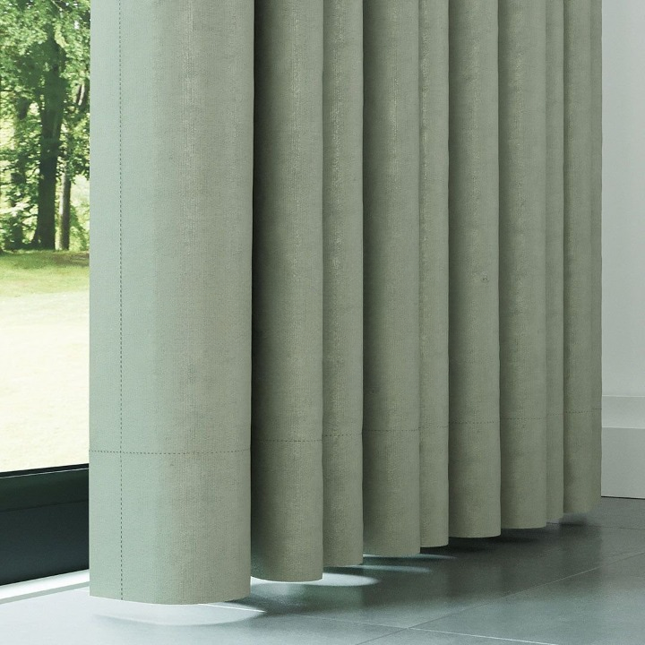 Green Ribbed Velvet Drapes