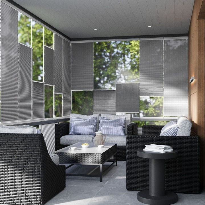 16 MM Grey Patterned Pleated Blind