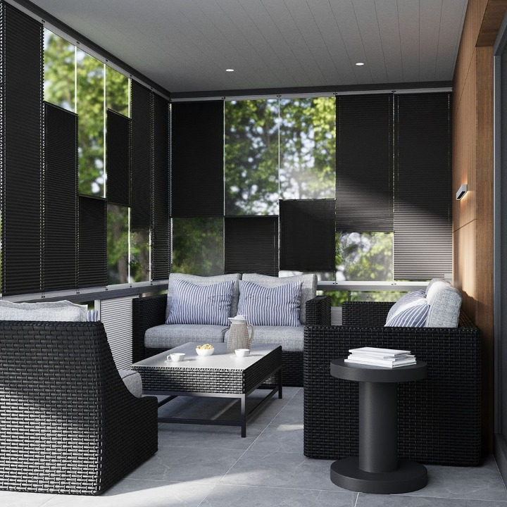 16 MM Touch Series Black Pleated Blind