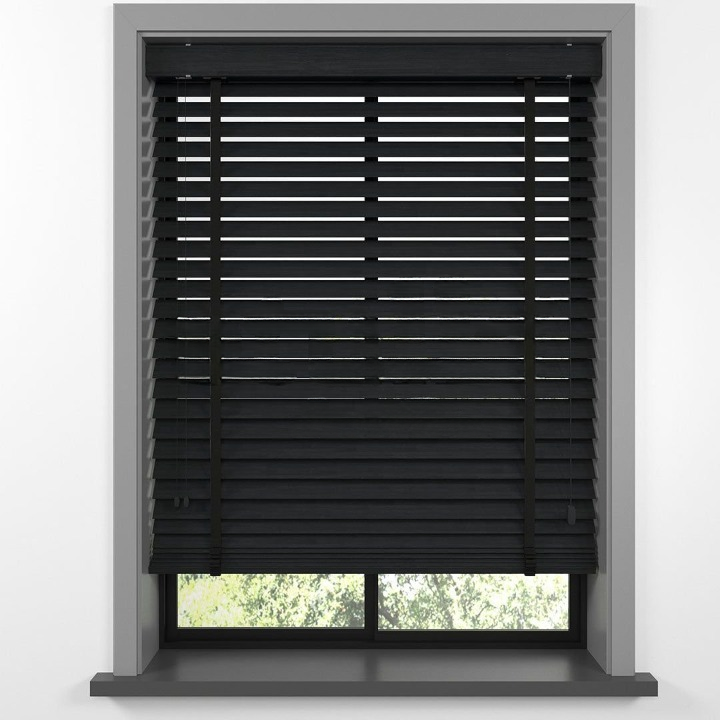 50mm Black Bamboo Blinds