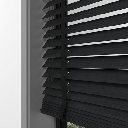 50mm Black Bamboo Blinds