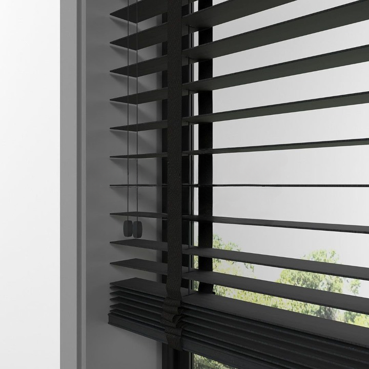 50mm Black Bamboo Blinds