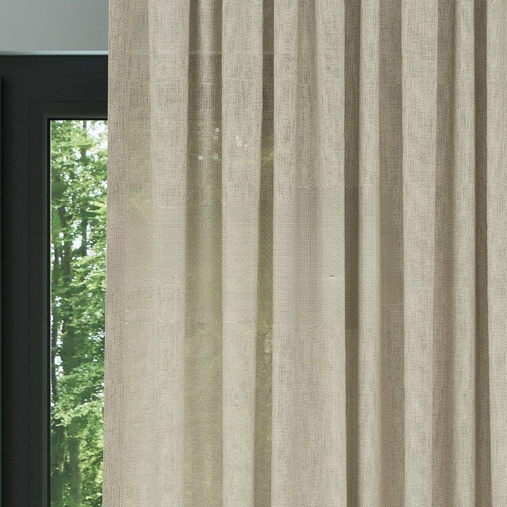 Light Beige Shimmering Plain Sheer Curtain