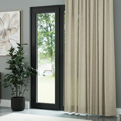 Light Beige Shimmering Plain Sheer Curtain