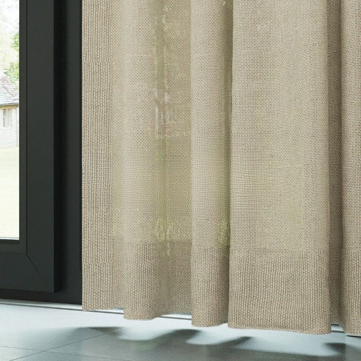 Light Beige Shimmering Plain Sheer Curtain
