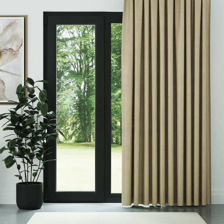 Champagne Ribbed Velvet Drapes