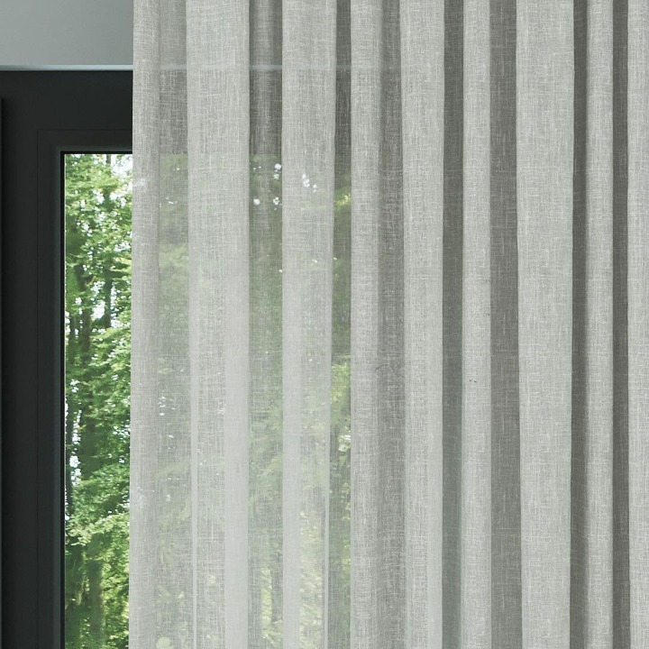 Light Grey Crushed Linen Look Sheer Curtain