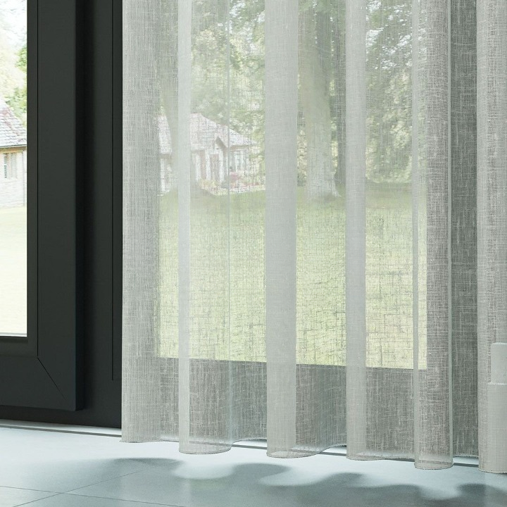 Light Grey Crushed Linen Look Sheer Curtain
