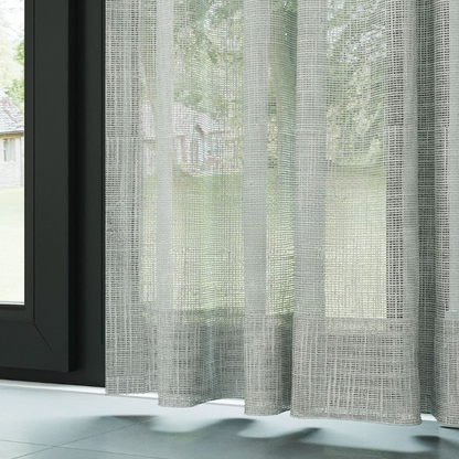 Light Grey Basketweave Linen Look Semi-Sheer Curtain