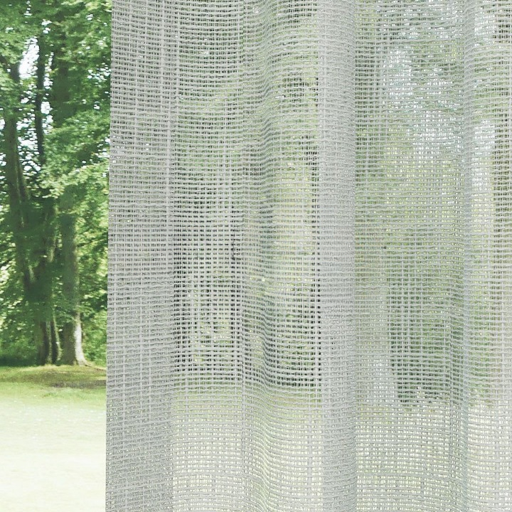 Light Grey Basketweave Linen Look Semi-Sheer Curtain