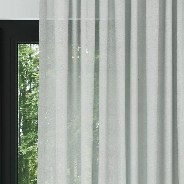Light Grey Silk Crepe Plain Sheer Curtain