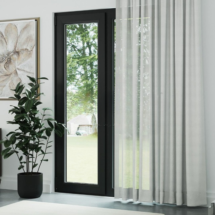 Light Grey Silk Crepe Plain Sheer Curtain