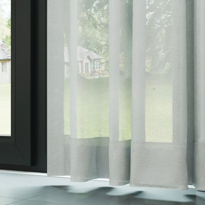 Light Grey Silk Crepe Plain Sheer Curtain