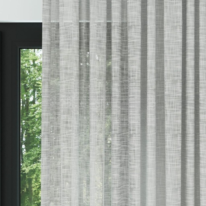 Light Grey Slub Linen Look Sheer Curtain