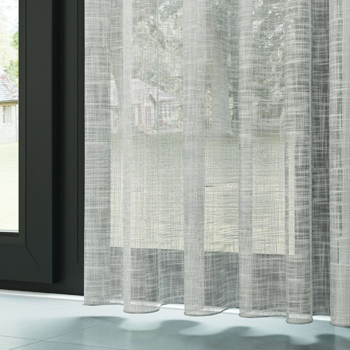 Light Grey Slub Linen Look Sheer Curtain