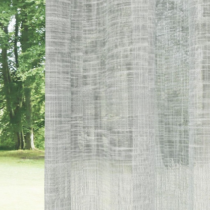 Light Grey Slub Linen Look Sheer Curtain