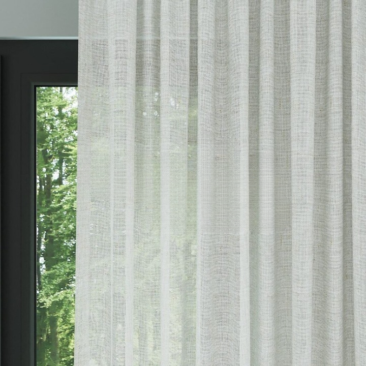 Light Grey Slub Linen Look Sheer Curtain
