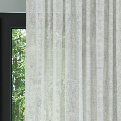 Light Grey Slub Linen Look Sheer Curtain
