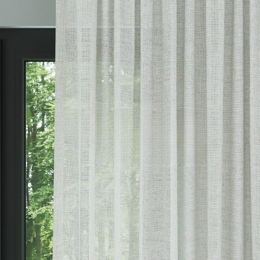 Light Grey Slub Linen Look Sheer Curtain