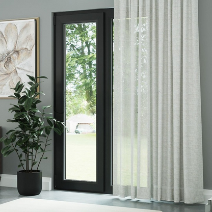 Light Grey Slub Linen Look Sheer Curtain