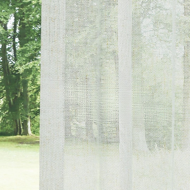 Light Grey Slub Linen Look Sheer Curtain