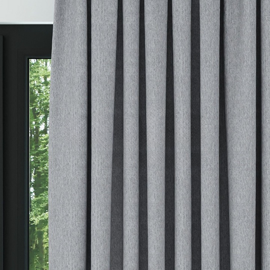 Light Grey Crosshatch Linen Drapes