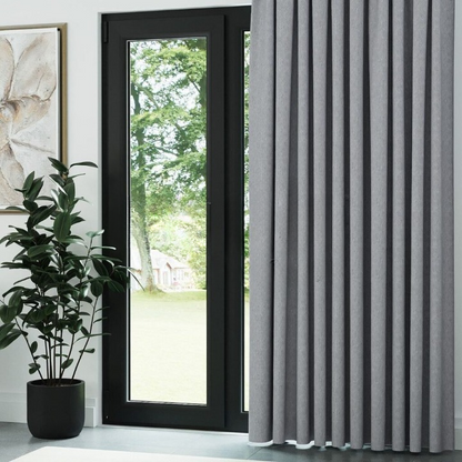 Light Grey Crosshatch Linen Drapes