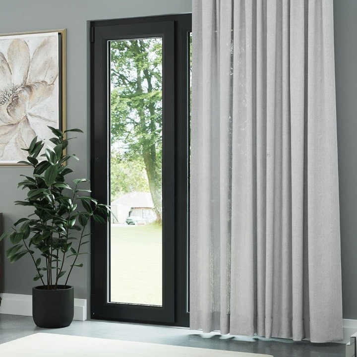 Light Grey Shimmering Plain Sheer Curtain