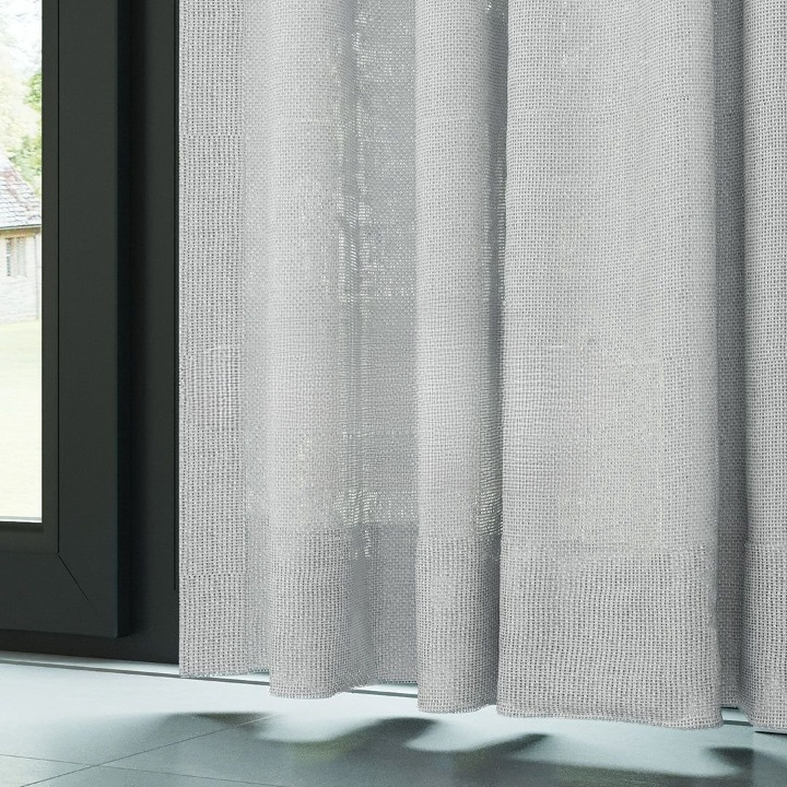 Light Grey Shimmering Plain Sheer Curtain