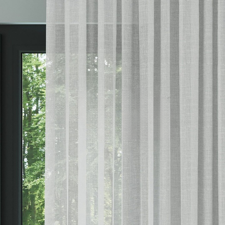 Light Grey Honeycomb Textured Linen Look Sheer Curtain