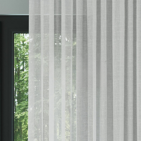 Light Grey Honeycomb Textured Linen Look Sheer Curtain
