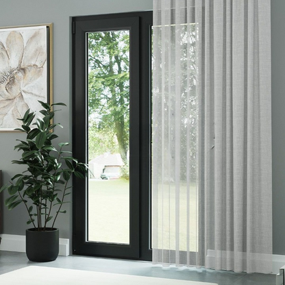 Light Grey Honeycomb Textured Linen Look Sheer Curtain