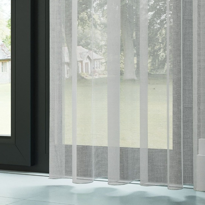Light Grey Honeycomb Textured Linen Look Sheer Curtain