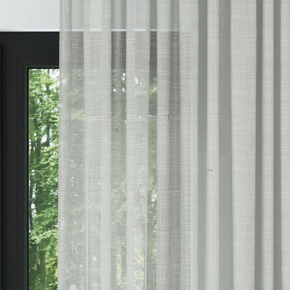 Light Grey Crushed Linen Look Sheer Curtain